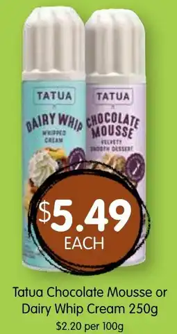 Spudshed Tatua Chocolate Mousse or Dairy Whip Cream offer