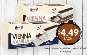 Spudshed Henry's Vienna Vanilla Or Chocolate offer