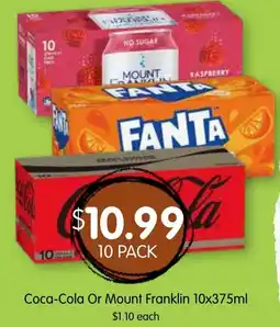 Spudshed Coca-Cola Or Mount Franklin offer