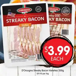 Spudshed D'Orsogna Streaky Bacon Varieties offer