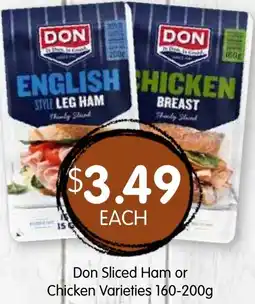 Spudshed Don Sliced Ham or Chicken Varieties offer