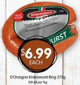 Spudshed D'Orsogna Krakowurst Ring offer