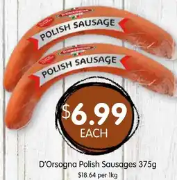 Spudshed D'orsogna polish sausages offer