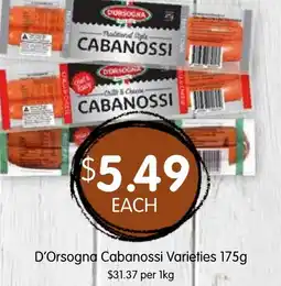 Spudshed D'Orsogna Cabanossi Varieties offer