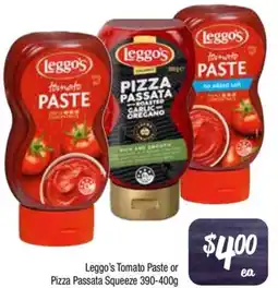 Foodworks Leggo's Tomato Paste or Pizza Passata Squeeze offer