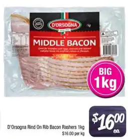 Foodworks D'Orsogna Rind On Rib Bacon Rashers offer