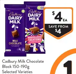 Foodworks Cadbury Milk Chocolate Block offer