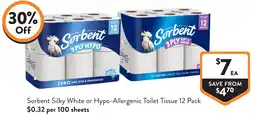 Foodworks Sorbent Silky White or Hypo-Allergenic Toilet Tissue offer