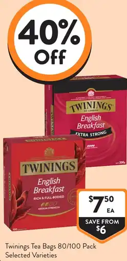Foodworks Twinings Tea Bags offer
