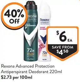 Foodworks Rexona Advanced Protection Antiperspirant Deodorant offer
