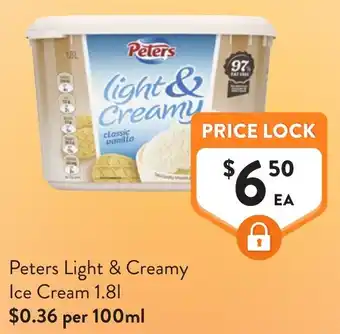 Foodworks Peters Light & Creamy Ice Cream offer
