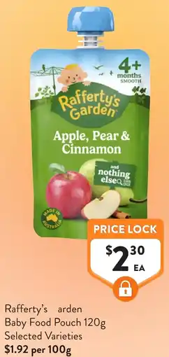 Foodworks Rafferty's arden Baby Food Pouch offer
