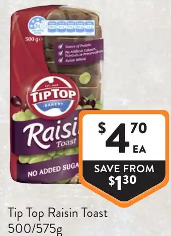 Foodworks Tip Top Raisin Toast offer