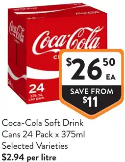Foodworks Coca-Cola Soft Drink Cans offer