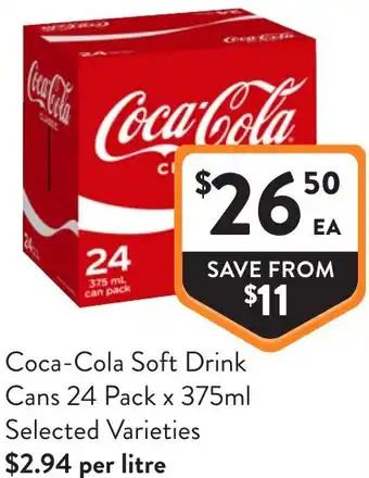Foodworks Coca-Cola Soft Drink Cans offer