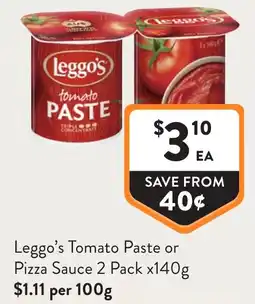 Foodworks Leggo's Tomato Paste or Pizza Sauce offer