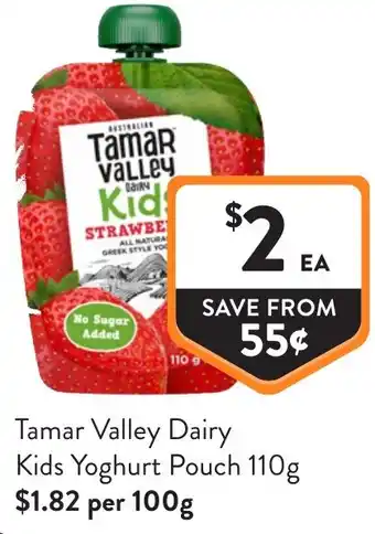 Foodworks Tamar Valley Dairy Kids Yoghurt Pouch offer