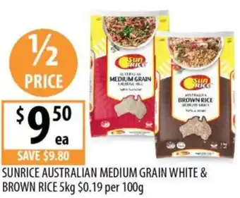 Supabarn Sunrice australian medium grain white & brown rice offer