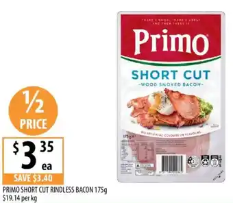 Supabarn Primo short cut rindless bacon offer