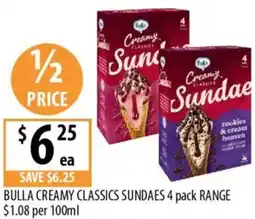 Supabarn Bulla creamy classics sundaes offer