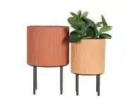 Tavole 2 Piece Fluted Metal Planter Stand Set