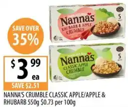 Supabarn Nanna's crumble classic apple/apple & rhubarb offer