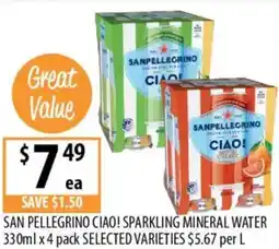 Supabarn San pellegrino ciao! sparkling mineral water offer
