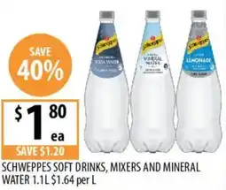 Supabarn Schweppes soft drinks, mixers and mineral water offer