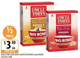 Supabarn Uncle tobys oats quick sachets big bowl offer
