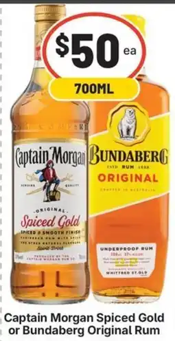 IGA Liquor Captain Morgan Spiced Gold or Bundaberg Original Rum offer