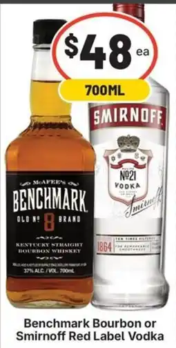 IGA Liquor Benchmark Bourbon or Smirnoff Red Label Vodka offer