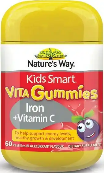 Priceline Nature's Way Kids Smart Vita Gummies Iron + Vitamin C 60 Gummies offer