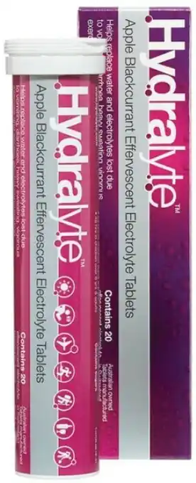 Priceline Hydralyte Apple Blackcurrant Flavoured Effervescent Electrolyte 20 Tablets offer