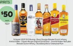 Foodland St Agnes VSOP 5YO Brandy - Black Douglas Blended Scotch Whisky Arktika Vodka offer