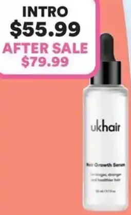 Priceline Ukhair hair growth serum offer