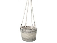 LivingStyles Jennifer Woven Cotton Hanging Basket Planter, Off White offer