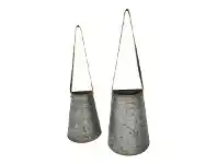 LivingStyles Mauret 2 Piece Metal Wall Hanging Bucket Planter Set offer