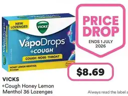Priceline VICKS +Cough Honey Lemon Menthol offer