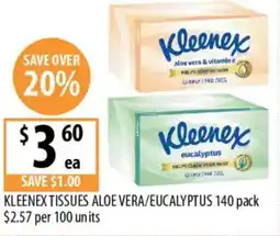 Supabarn Kleenex tissues aloe vera/eucalyptus offer