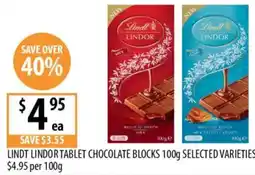 Supabarn Lindt lindor tablet chocolate blocks offer