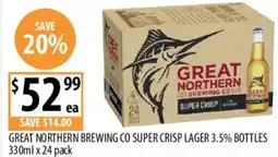 Supabarn Great northern brewing co super crisp lager 3.5% bottles offer