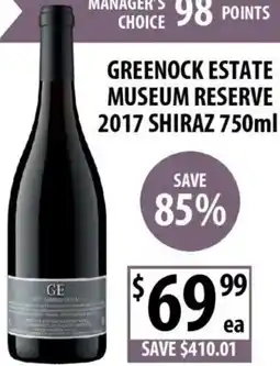 Supabarn Greenock estate museum reserve 2017 shiraz offer