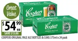 Supabarn Coopers original pale ale bottles & cans offer