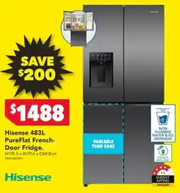 Harvey Norman Hisense 483L PureFlat French- Door Fridge offer