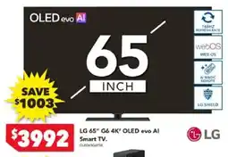 Harvey Norman LG 65" G6 4K" OLED evo Al Smart TV offer