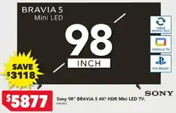 Harvey Norman Sony 98" BRAVIA 5 4K HDR Mini LED TV offer