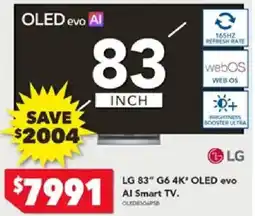 Harvey Norman LG 83" G6 4K* OLED evo Al Smart TV offer