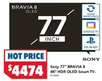 Harvey Norman Sony 77" BRAVIA 8 4K HDR OLED Smart TV offer