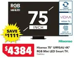Harvey Norman Hisense 75" UR9SAU 4K* RGB Mini LED Smart TV offer