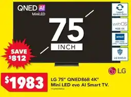 Harvey Norman LG 75" QNED86B 4K* Mini LED evo Al Smart TV offer